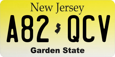NJ license plate A82QCV