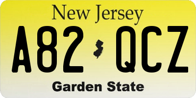NJ license plate A82QCZ
