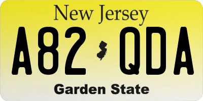 NJ license plate A82QDA