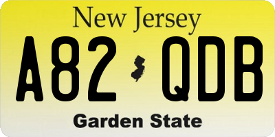 NJ license plate A82QDB