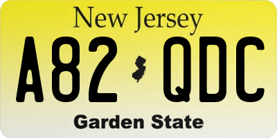 NJ license plate A82QDC
