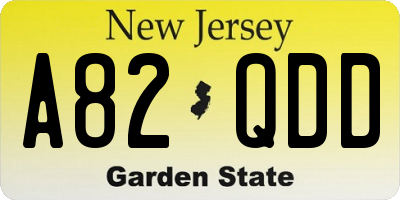 NJ license plate A82QDD