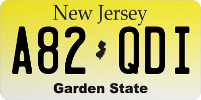NJ license plate A82QDI