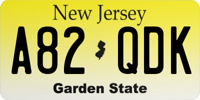 NJ license plate A82QDK