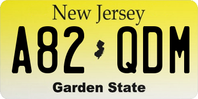 NJ license plate A82QDM