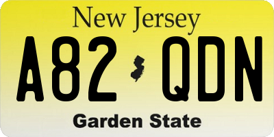 NJ license plate A82QDN