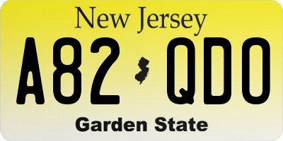 NJ license plate A82QDO