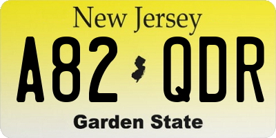 NJ license plate A82QDR
