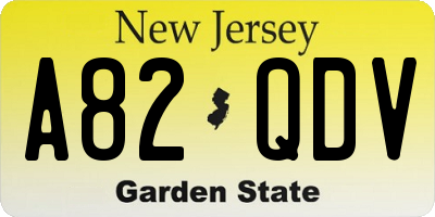 NJ license plate A82QDV