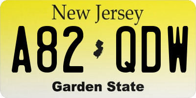 NJ license plate A82QDW