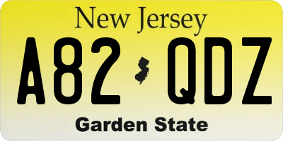NJ license plate A82QDZ
