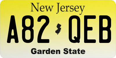 NJ license plate A82QEB