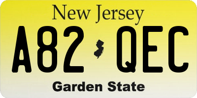 NJ license plate A82QEC