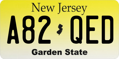 NJ license plate A82QED