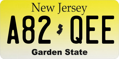NJ license plate A82QEE
