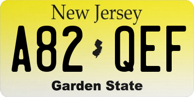 NJ license plate A82QEF