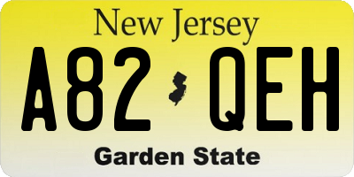 NJ license plate A82QEH