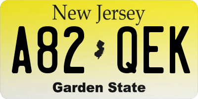 NJ license plate A82QEK
