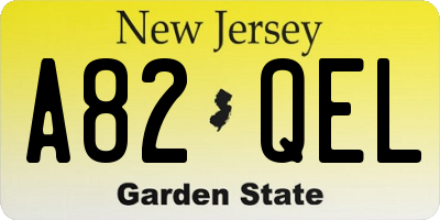 NJ license plate A82QEL