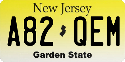 NJ license plate A82QEM