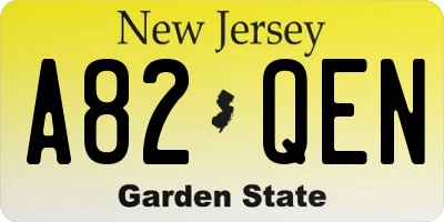 NJ license plate A82QEN