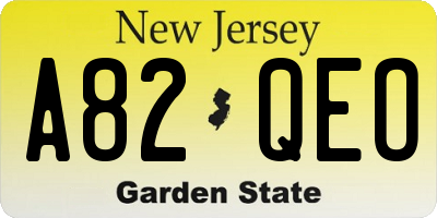 NJ license plate A82QEO