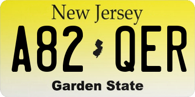 NJ license plate A82QER