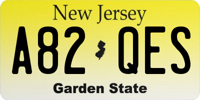 NJ license plate A82QES