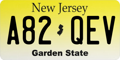 NJ license plate A82QEV