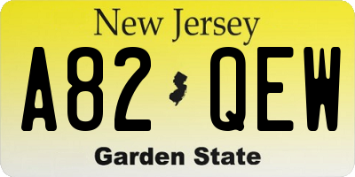NJ license plate A82QEW