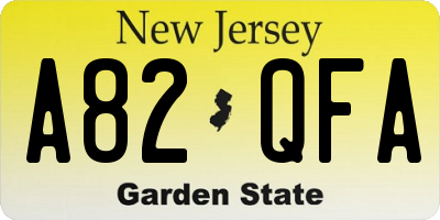 NJ license plate A82QFA
