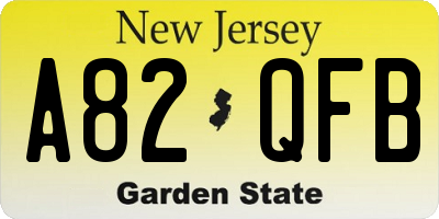 NJ license plate A82QFB