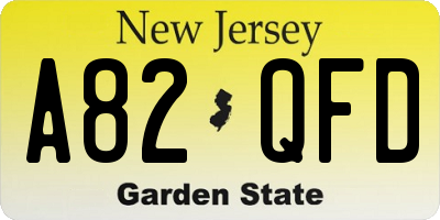 NJ license plate A82QFD
