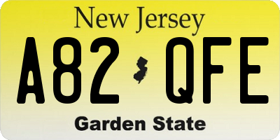 NJ license plate A82QFE