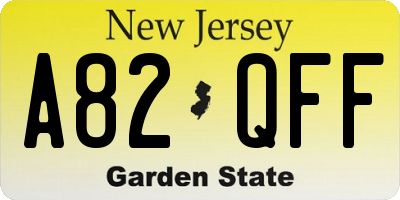 NJ license plate A82QFF