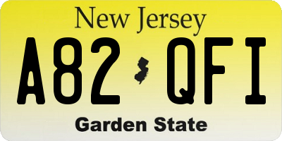 NJ license plate A82QFI