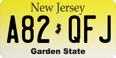 NJ license plate A82QFJ
