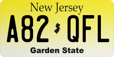 NJ license plate A82QFL