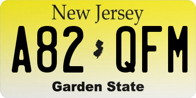 NJ license plate A82QFM