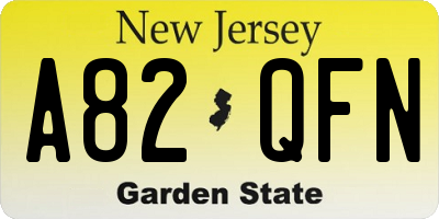NJ license plate A82QFN