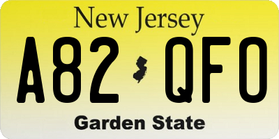 NJ license plate A82QFO