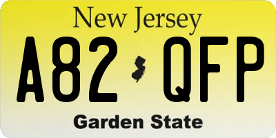 NJ license plate A82QFP