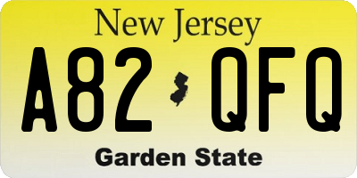 NJ license plate A82QFQ