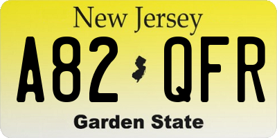 NJ license plate A82QFR