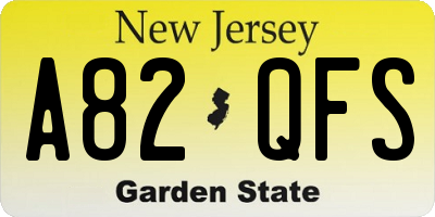 NJ license plate A82QFS