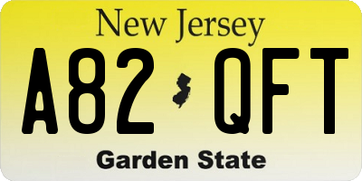 NJ license plate A82QFT