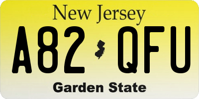 NJ license plate A82QFU