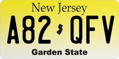 NJ license plate A82QFV