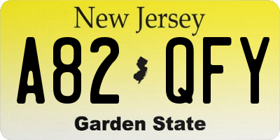 NJ license plate A82QFY