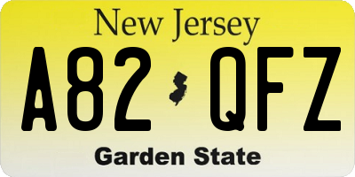 NJ license plate A82QFZ
